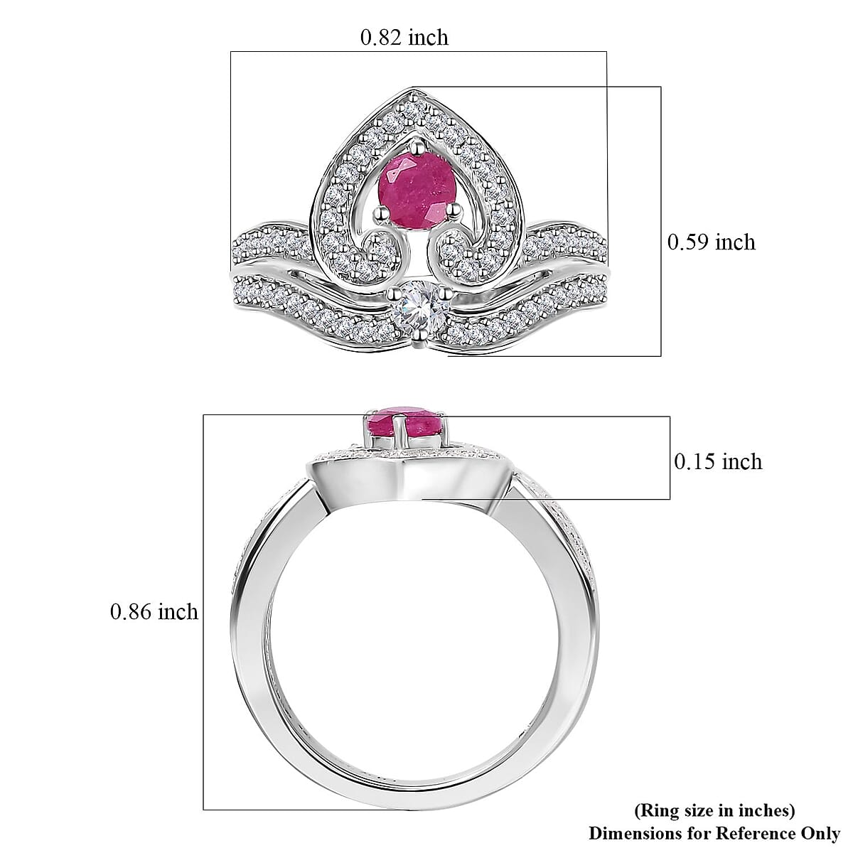 Premium Montepuez Ruby and White Zircon Ring in Rhodium Over Sterling Silver 1.00 ctw image number 5