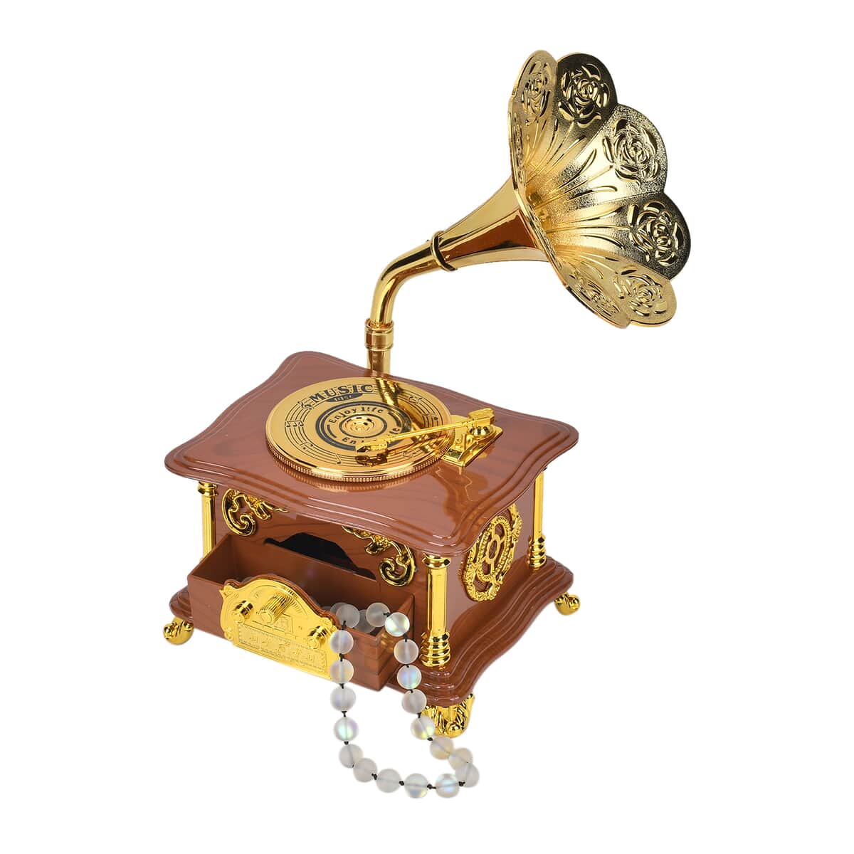 Retro Phonograph Music Box with Drawer (5.12"x4.33"x8.66") (Battery not Included) image number 6