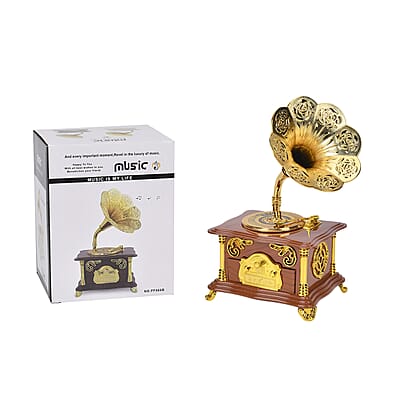 Retro Phonograph Music Box with Drawer (Battery not Included)