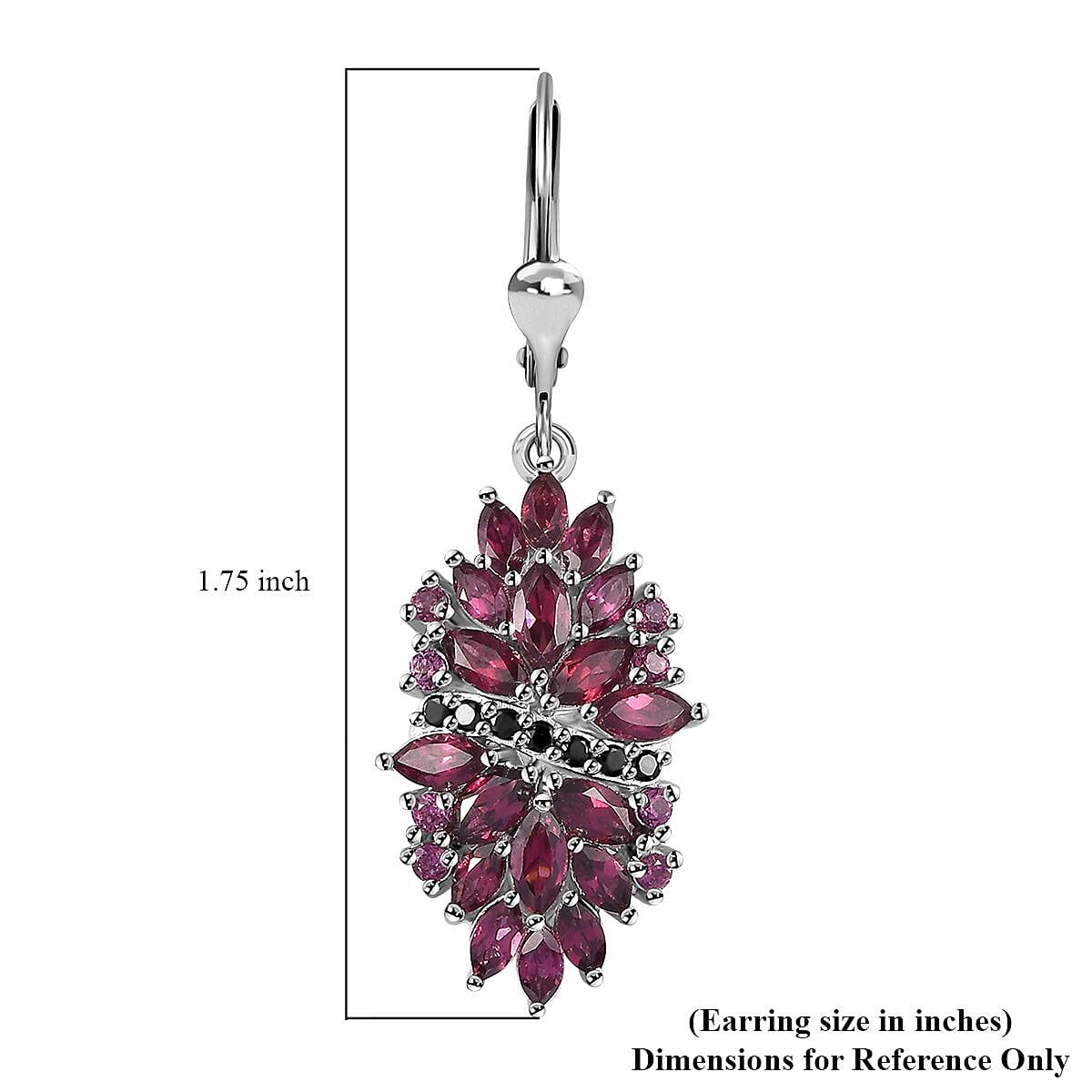 Orissa Rhodolite Garnet and Thai Black Spinel Mums Flower Earrings in Rhodium Over Sterling Silver 6.35 ctw