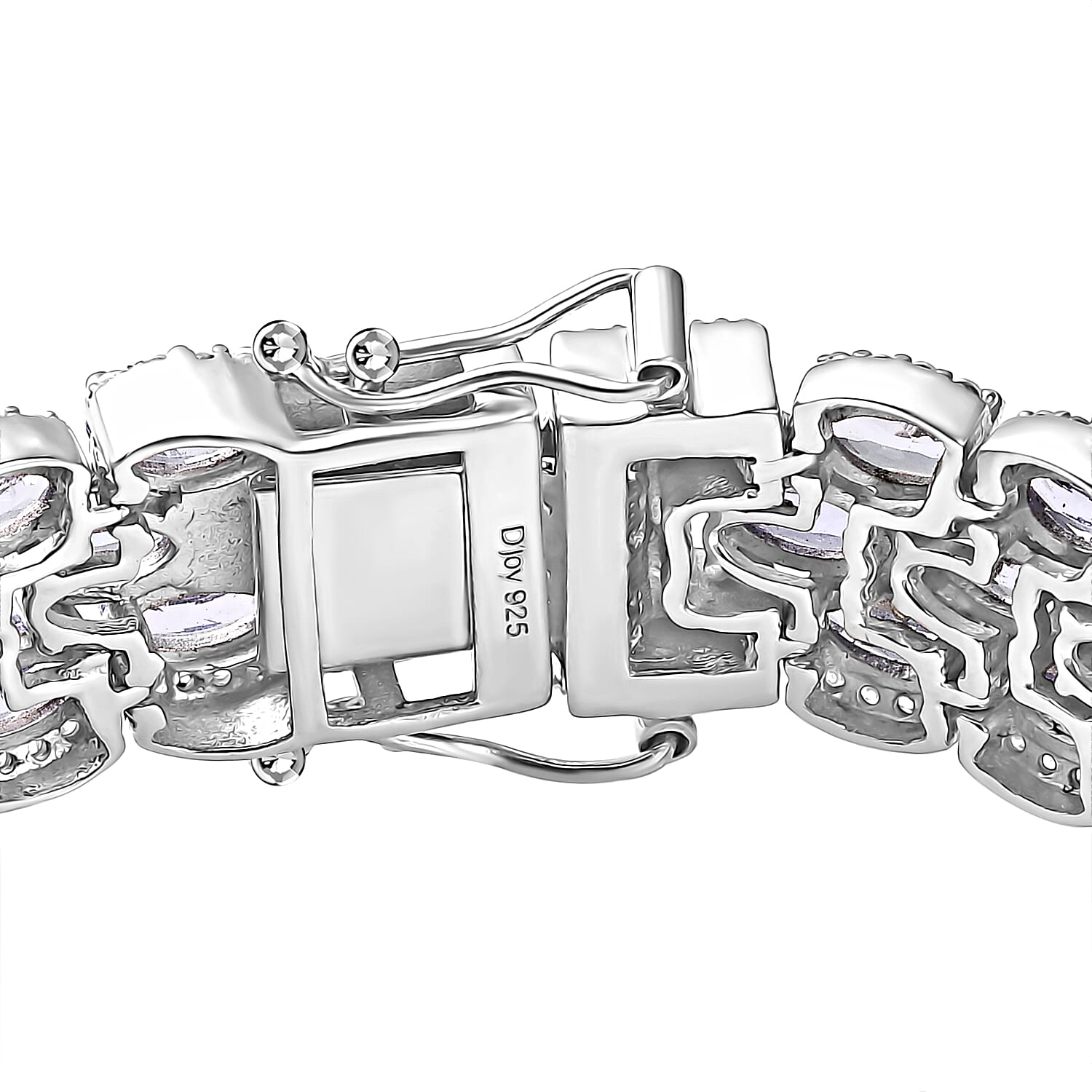 D'Joy Tanzanite and White Zircon 25.50 ctw Forget Me Not Garland Bracelet in Rhodium Over Sterling Silver (7.25 In)