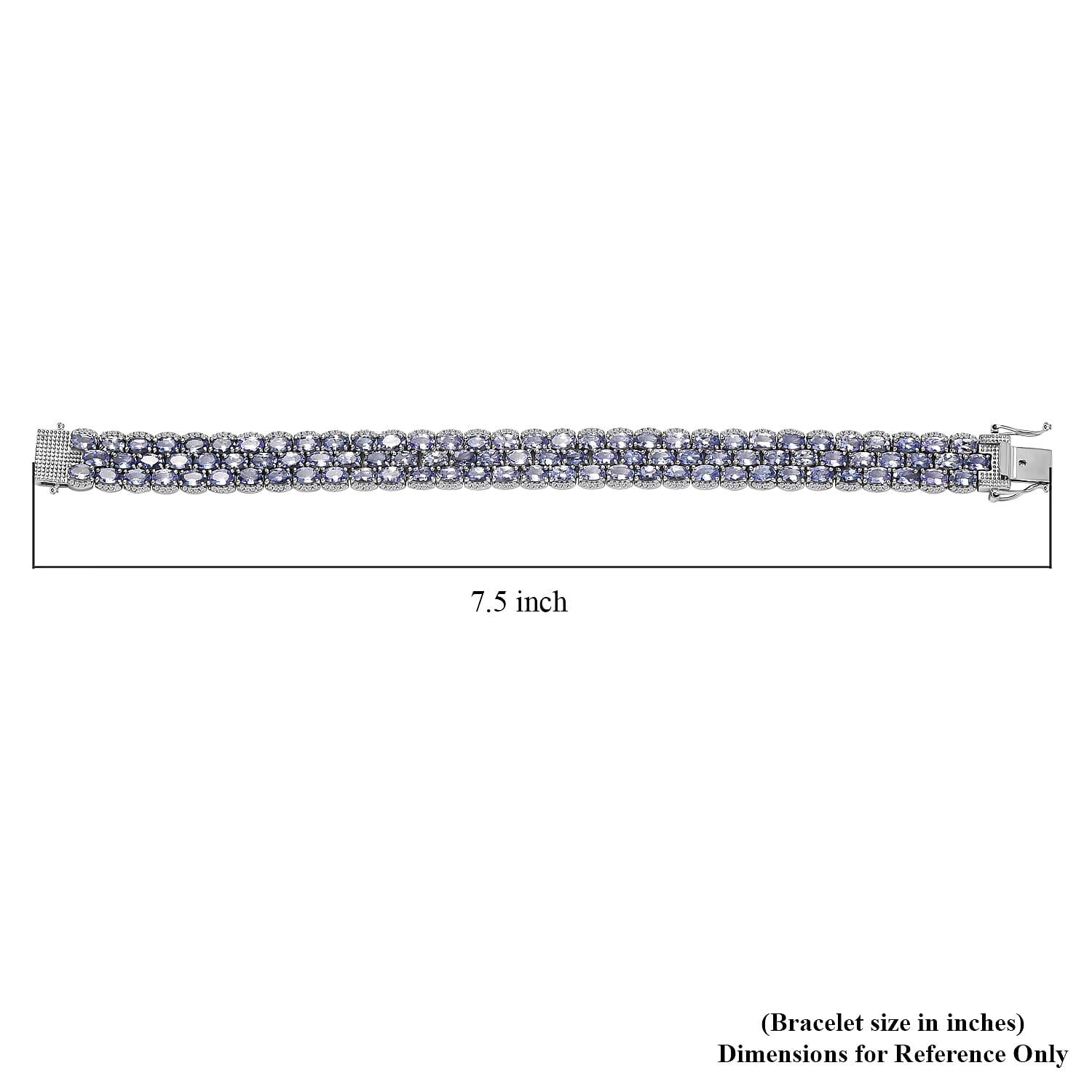 D'Joy Tanzanite and White Zircon 25.50 ctw Forget Me Not Garland Bracelet in Rhodium Over Sterling Silver (7.25 In)