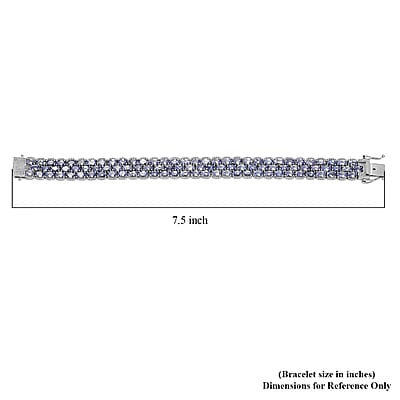 D'Joy Tanzanite and White Zircon 25.50 ctw Forget Me Not Garland Bracelet in Rhodium Over Sterling Silver (7.25 In)