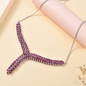 D'Joy Orissa Rhodolite Garnet Flowers Fall Necklace 18-20 Inches in Rhodium Over Sterling Silver 16.50 ctw