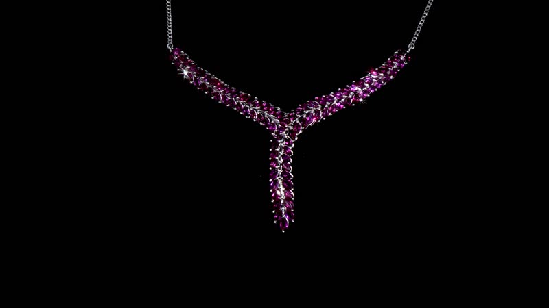D'Joy Orissa Rhodolite Garnet Flowers Fall Necklace 18-20 Inches in Rhodium Over Sterling Silver 16.50 ctw