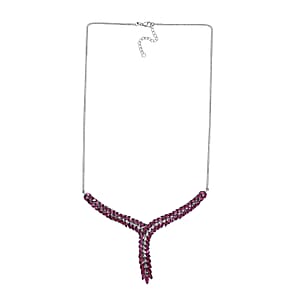 D'Joy Orissa Rhodolite Garnet Flowers Fall Necklace 18-20 Inches in Rhodium Over Sterling Silver 16.50 ctw