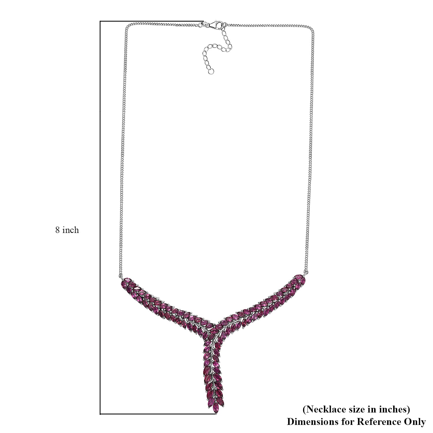 D'Joy Orissa Rhodolite Garnet Flowers Fall Necklace 18-20 Inches in Rhodium Over Sterling Silver 16.50 ctw
