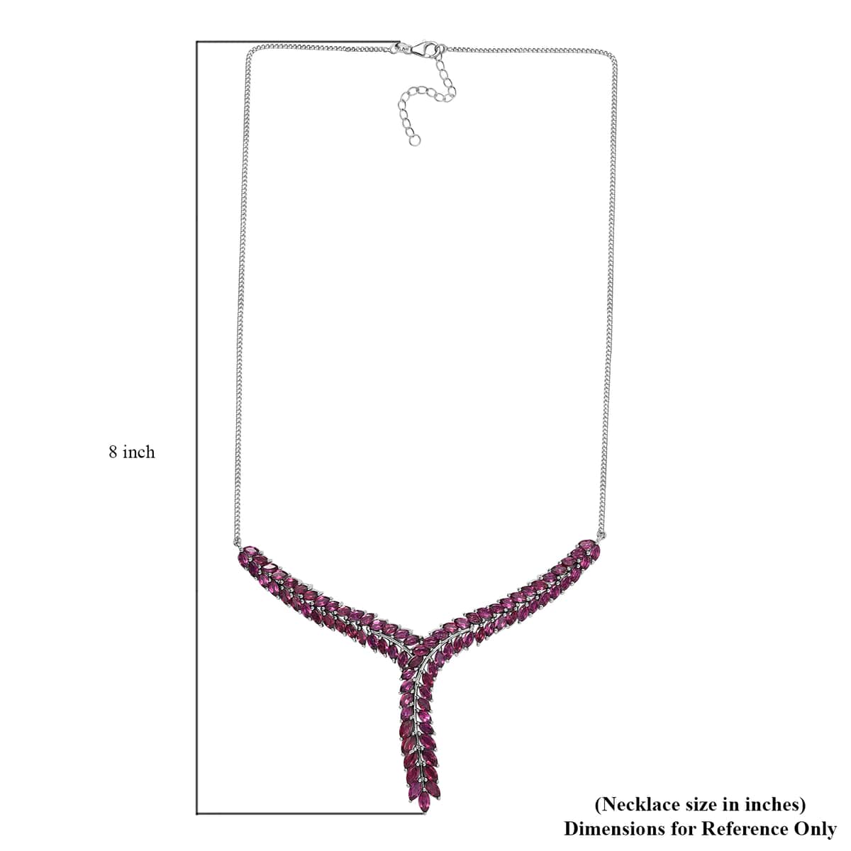 Orissa Rhodolite Garnet Flowers Fall Necklace 18-20 Inches in Rhodium Over Sterling Silver 16.50 ctw image number 5