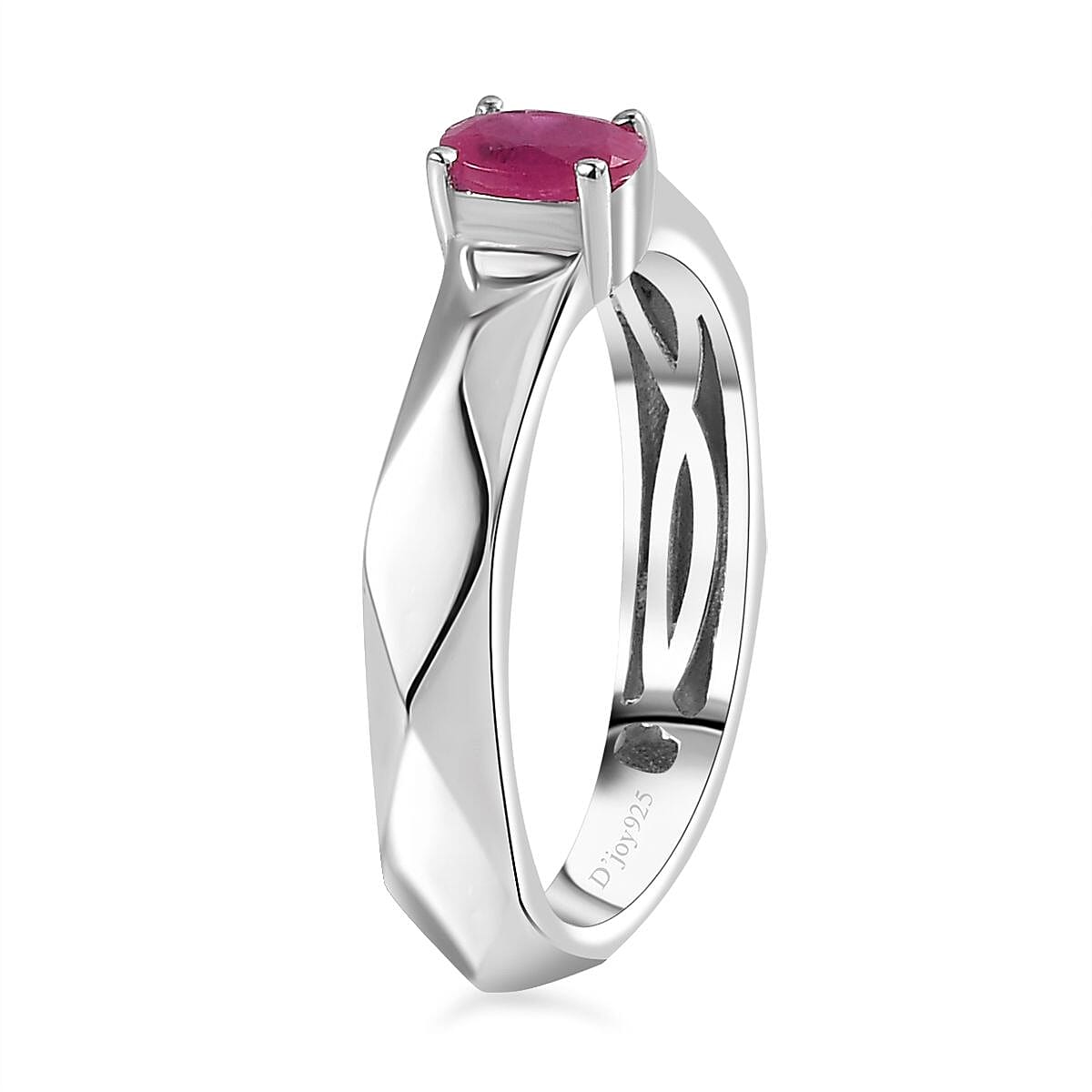 Montepuez Ruby Art Deco Ring in Rhodium Over Sterling Silver (Size 5.0) 0.40 ctw image number 3