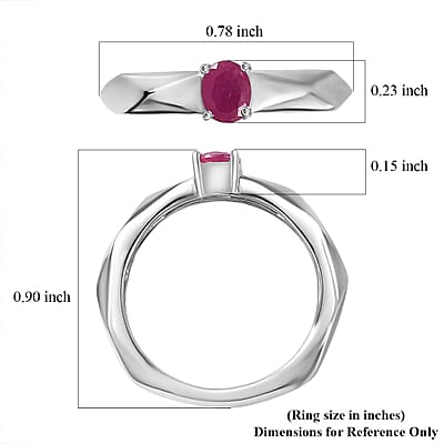 Montepuez Ruby Art Deco Ring in Rhodium Over Sterling Silver (Size 5.0) 0.40 ctw