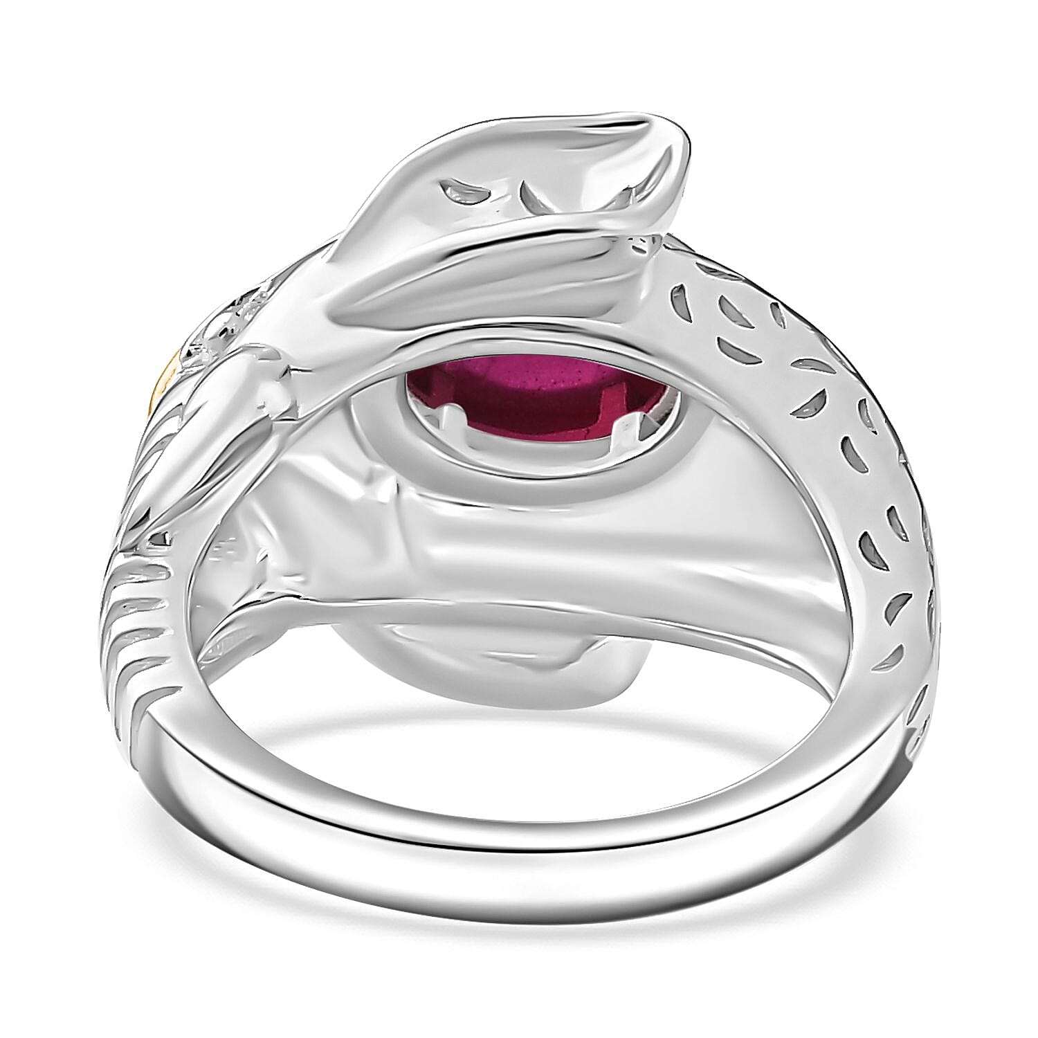 Niassa Ruby (FF) 2.93 ctw Ring in Vermeil Yellow Gold Over Sterling Silver (Size 10)