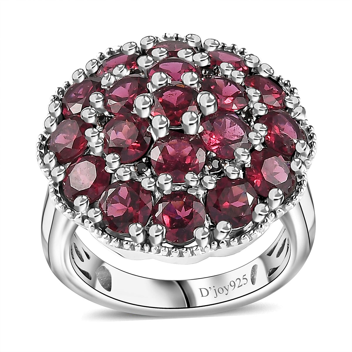 Orissa Rhodolite Garnet and Thai Black Spinel Mums Flower Ring in Rhodium Over Sterling Silver (Size 7.0) 6.10 ctw image number 0