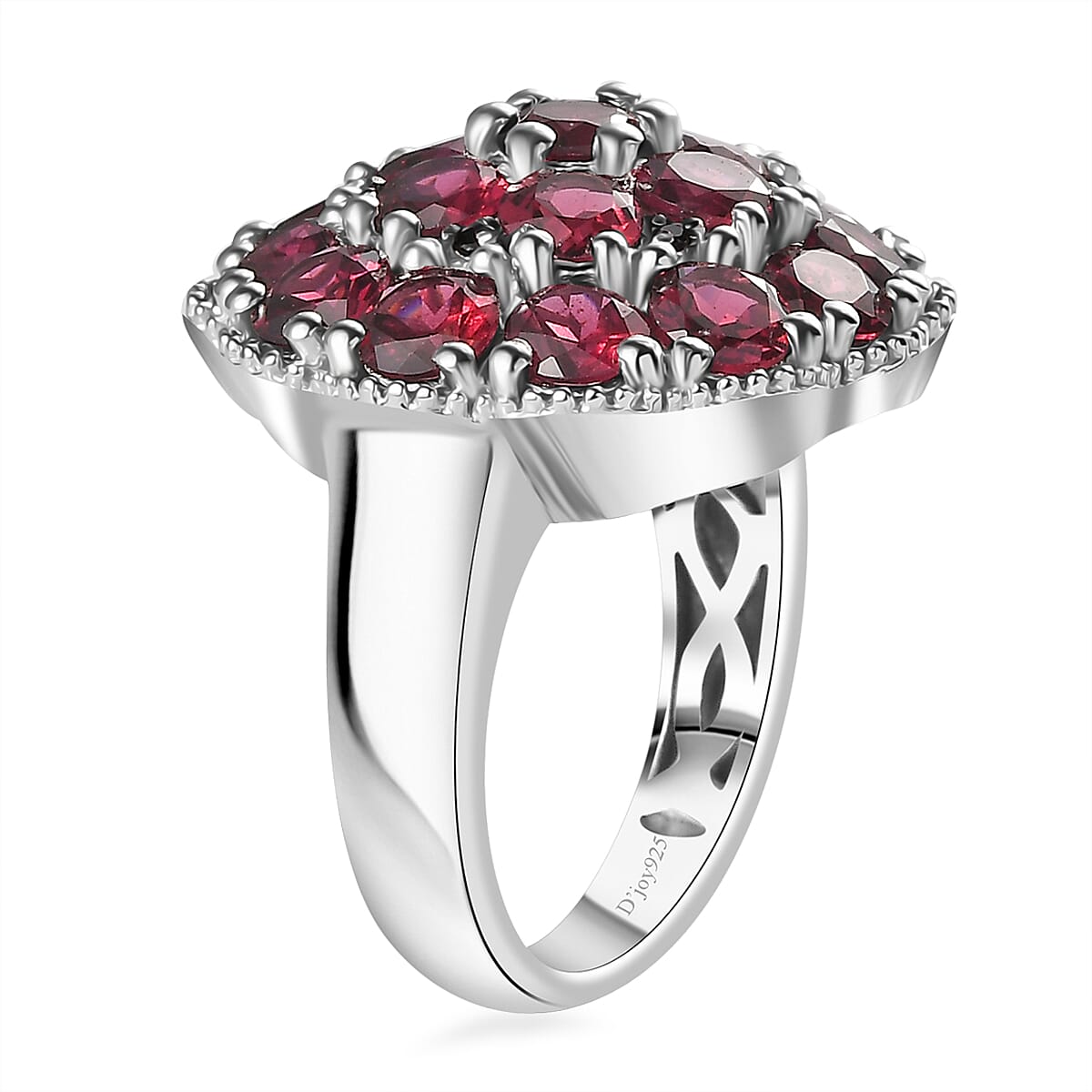 Orissa Rhodolite Garnet and Thai Black Spinel Mums Flower Ring in Rhodium Over Sterling Silver (Size 7.0) 6.10 ctw image number 3