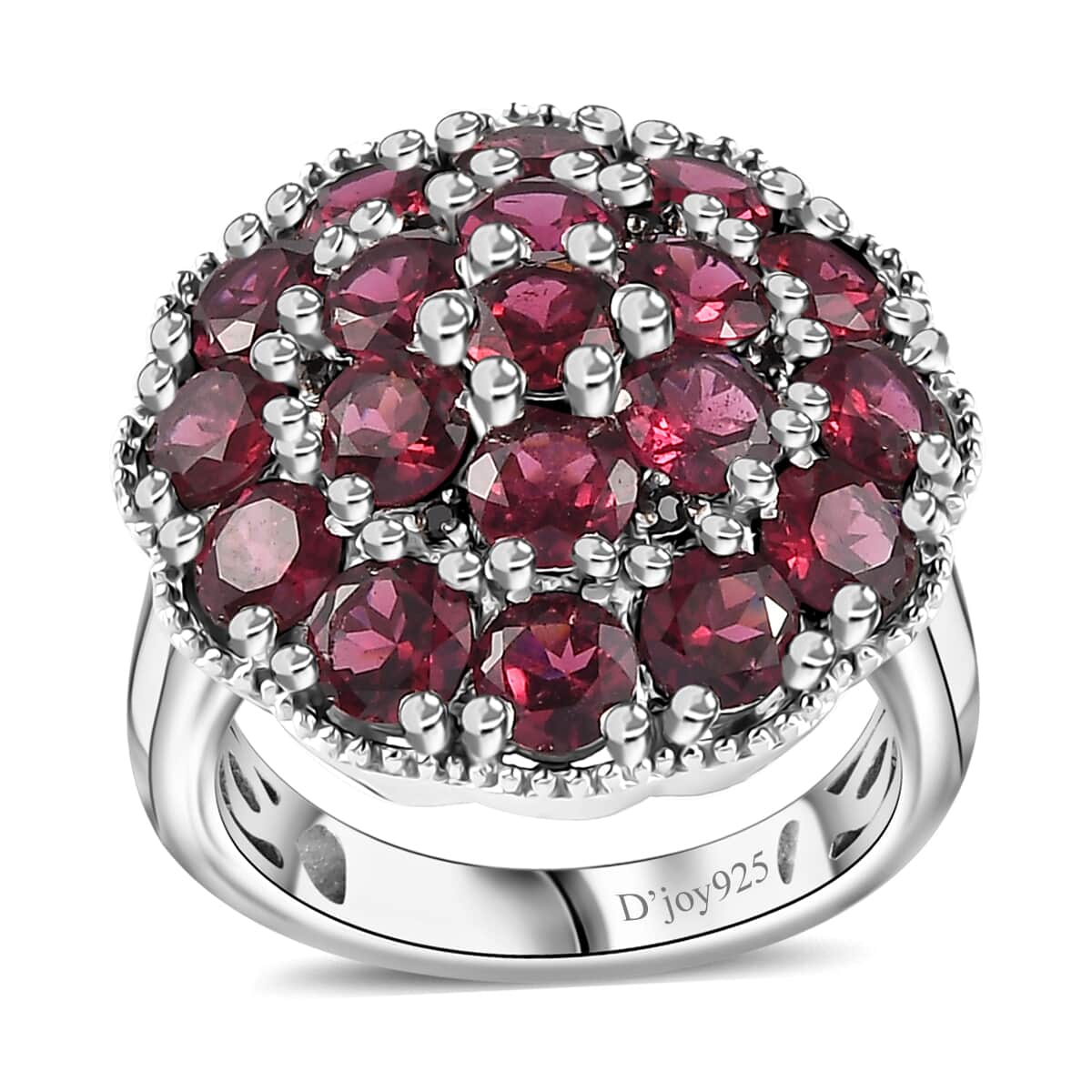 Orissa Rhodolite Garnet and Thai Black Spinel Mums Flower Ring in Rhodium Over Sterling Silver (Size 9.0) 6.10 ctw image number 0