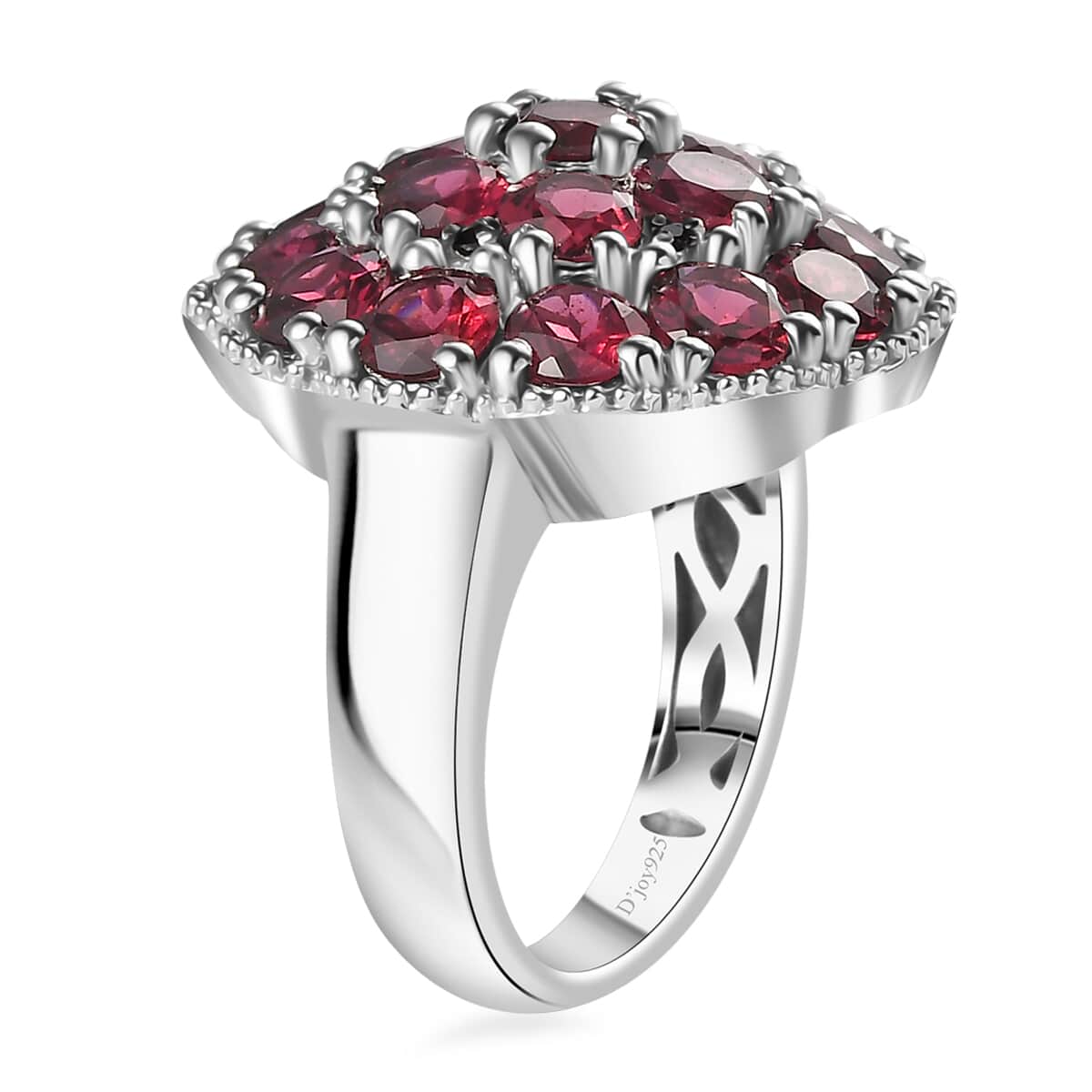 Orissa Rhodolite Garnet and Thai Black Spinel Mums Flower Ring in Rhodium Over Sterling Silver (Size 9.0) 6.10 ctw image number 3