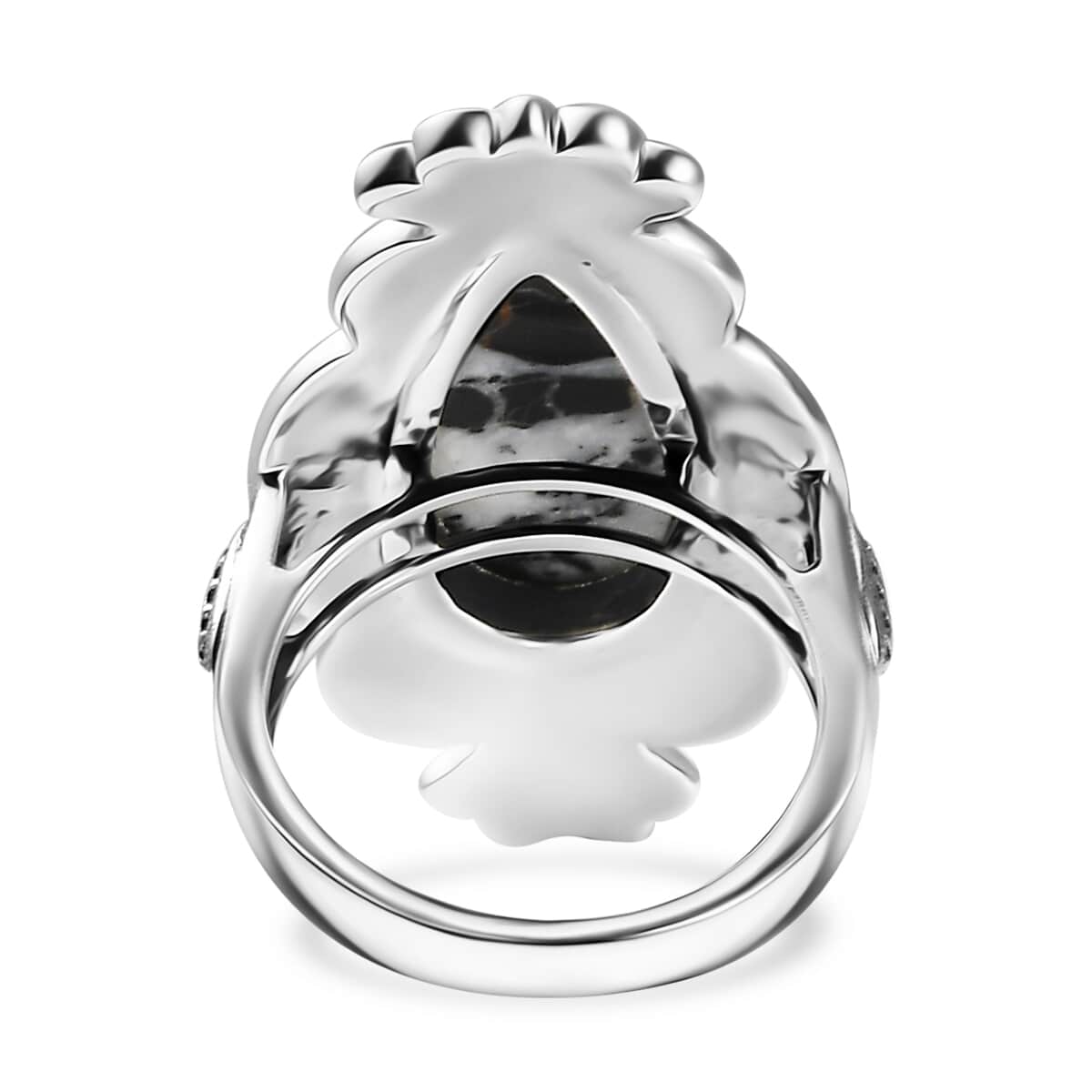 Artisan Crafted White Buffalo 8.25 ctw Ring in Black Oxidized Sterling Silver (Size 6.0) image number 4