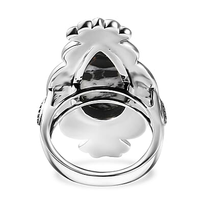 Artisan Crafted White Buffalo 8.25 ctw Ring in Black Oxidized Sterling Silver (Size 6.0)
