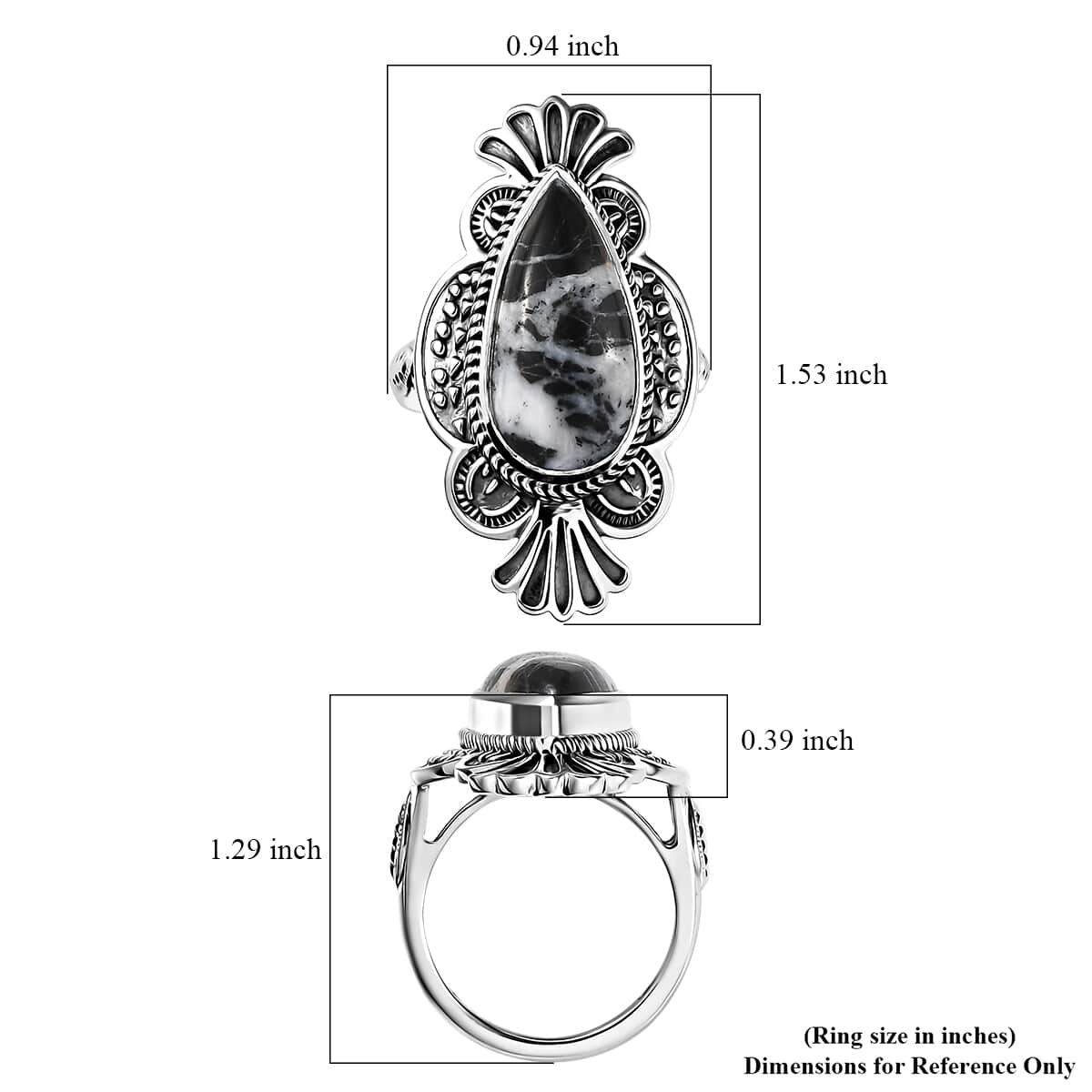 Artisan Crafted White Buffalo 8.25 ctw Ring in Black Oxidized Sterling Silver (Size 6.0) image number 5