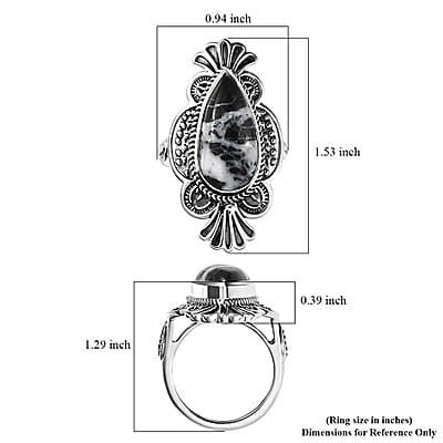 Artisan Crafted White Buffalo 8.25 ctw Ring in Black Oxidized Sterling Silver (Size 6.0)