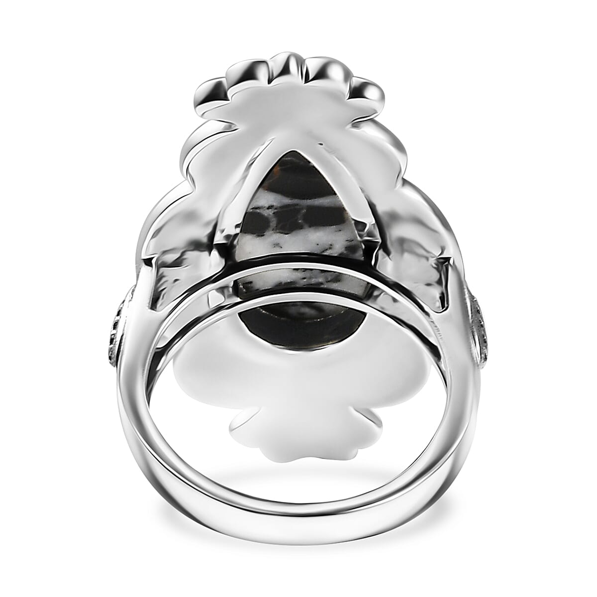 Artisan Crafted White Buffalo 8.25 ctw Ring in Black Oxidized Sterling Silver (Size 9.0) image number 4