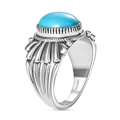 Artisan Crafted Sleeping Beauty Turquoise Solitaire Ring in Sterling Silver (Size 6.0) 3.25 ctw