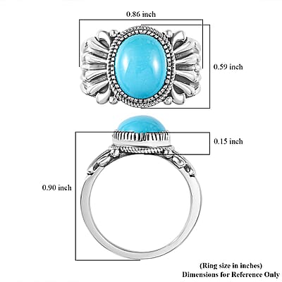 Artisan Crafted Sleeping Beauty Turquoise Solitaire Ring in Sterling Silver (Size 6.0) 3.25 ctw