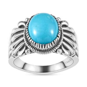 Artisan Crafted Sleeping Beauty Turquoise Solitaire Ring in Sterling Silver (Size 7.0) 3.25 ctw