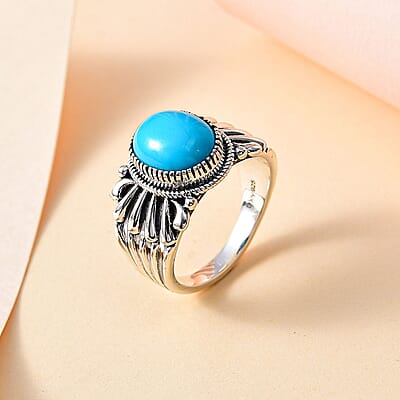 Artisan Crafted Sleeping Beauty Turquoise Solitaire Ring in Sterling Silver (Size 7.0) 3.25 ctw