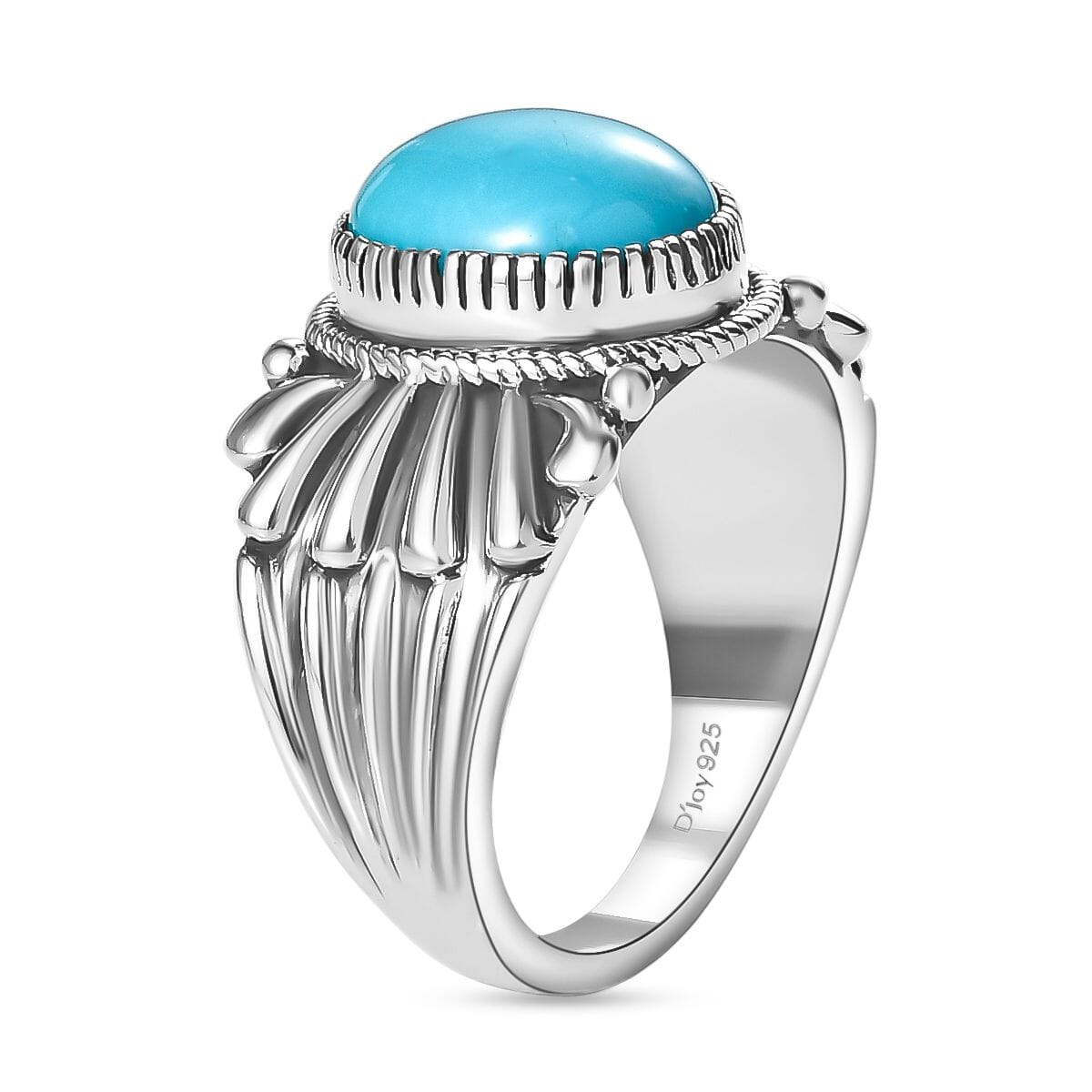 Artisan Crafted Sleeping Beauty Turquoise Solitaire Ring in Sterling Silver (Size 8.0) 3.25 ctw image number 3