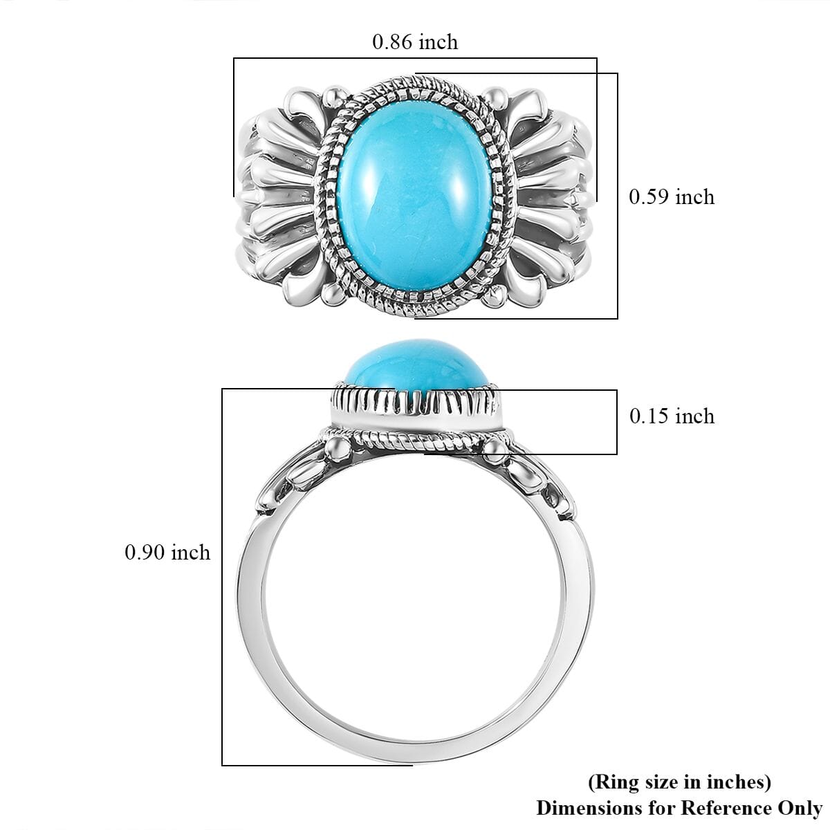 Artisan Crafted Sleeping Beauty Turquoise Solitaire Ring in Sterling Silver (Size 8.0) 3.25 ctw image number 5