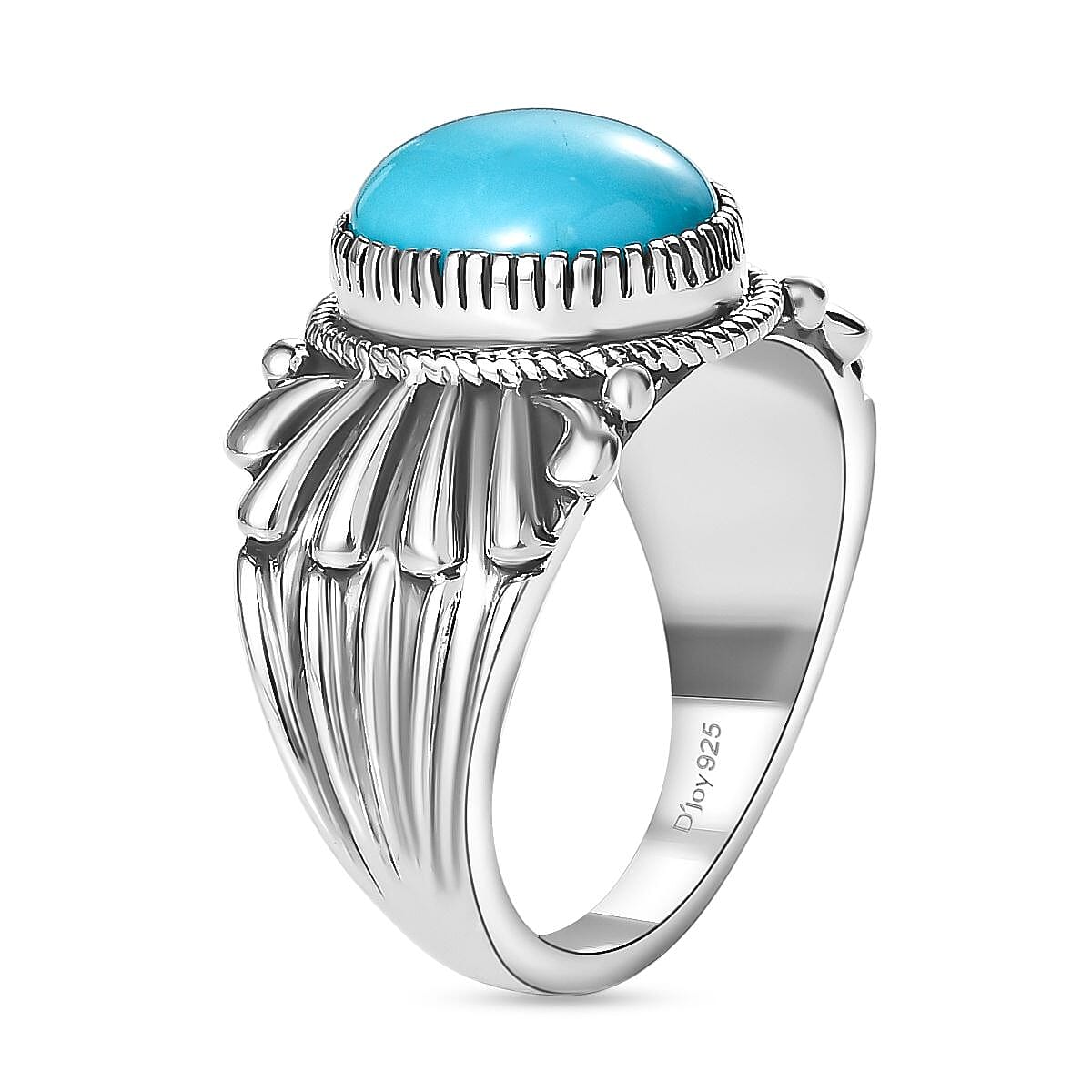 Artisan Crafted Sleeping Beauty Turquoise Solitaire Ring in Sterling Silver (Size 10.0) 3.25 ctw image number 3