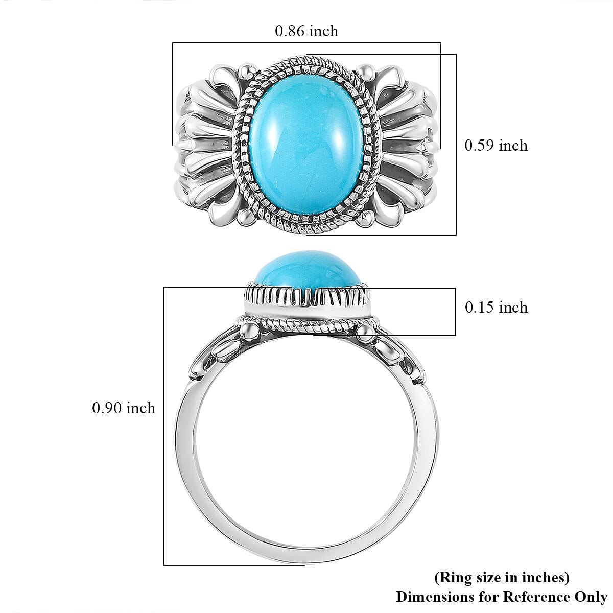 Artisan Crafted Sleeping Beauty Turquoise Solitaire Ring in Sterling Silver (Size 10.0) 3.25 ctw image number 5