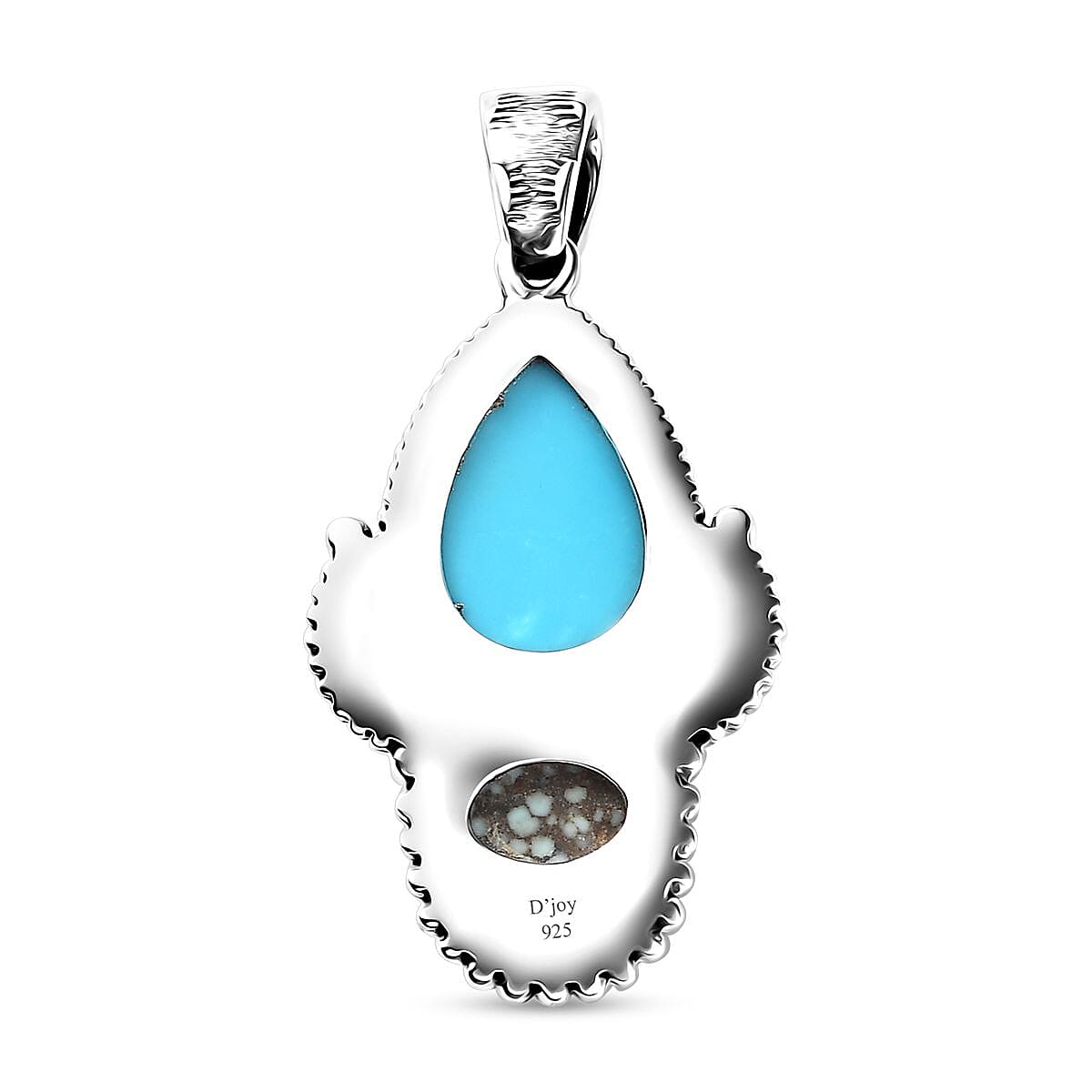 Artisan Crafted Sleeping Beauty Turquoise and Blue Moon Turquoise Pendant without Chain in Sterling Silver 4.40 ctw