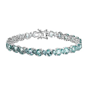 Natural Green Apatite 14.75 ctw Sea Waves Bracelet in Rhodium Over Sterling Silver (7.25 In)