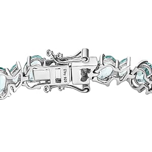 Natural Green Apatite 14.75 ctw Sea Waves Bracelet in Rhodium Over Sterling Silver (7.25 In)