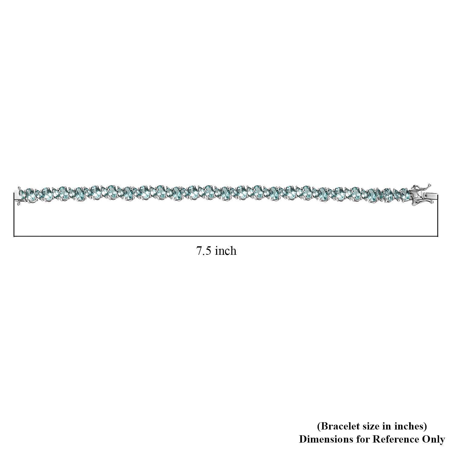 Natural Green Apatite 14.75 ctw Sea Waves Bracelet in Rhodium Over Sterling Silver (7.25 In)