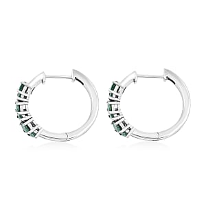 D'Joy Natural Green Apatite 2.00 ctw Sea Waves Hoop Earrings in Rhodium Over Sterling Silver
