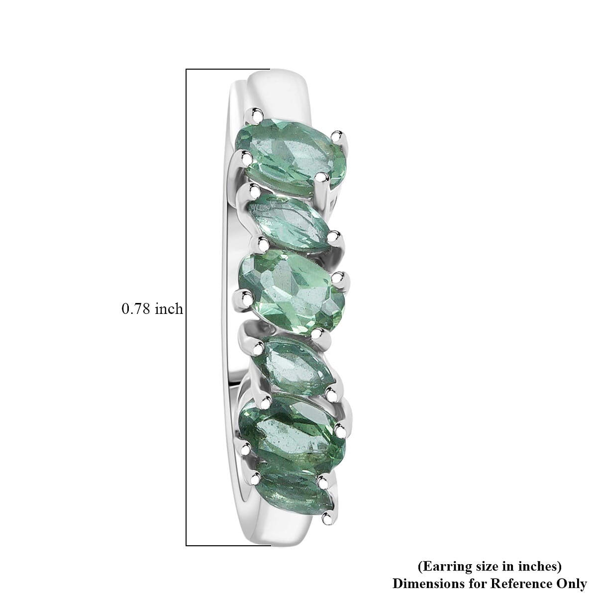 D'Joy Natural Green Apatite 2.00 ctw Sea Waves Hoop Earrings in Rhodium Over Sterling Silver