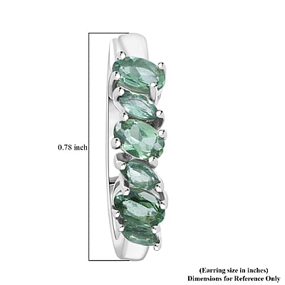 D'Joy Natural Green Apatite 2.00 ctw Sea Waves Hoop Earrings in Rhodium Over Sterling Silver