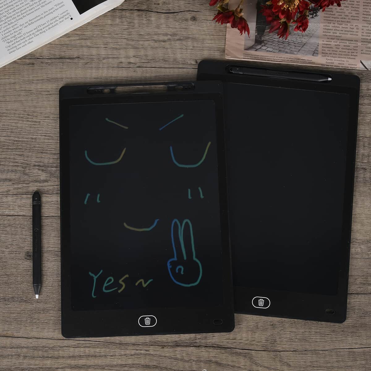 Set of Two 12Inch LCD Writing Tablet with Pen - Black image number 1