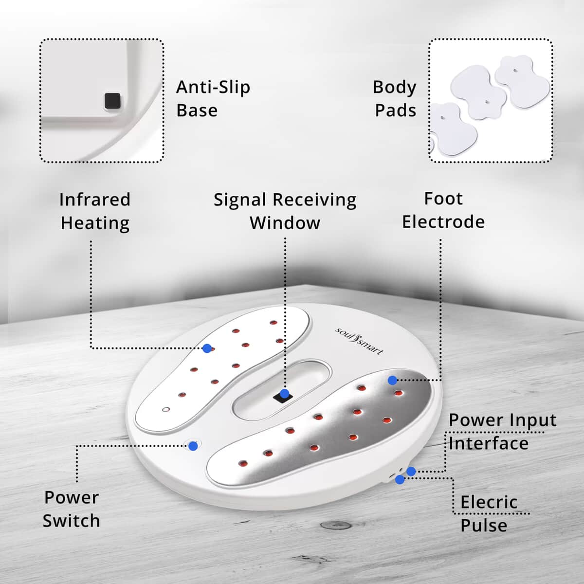 Doorbuster Soulsmart EMS Heating Foot Massager with 2 Electrode Body Pads (2xAA Batteries Not Included) image number 2