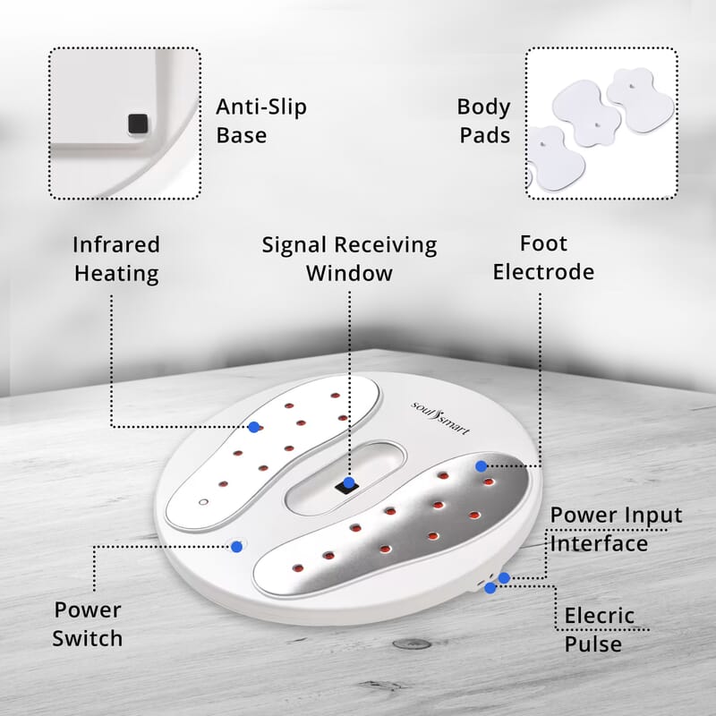 Soulsmart EMS Heating Foot Massager with 2 Electrode Body Pads (2xAA Batteries Not Included)