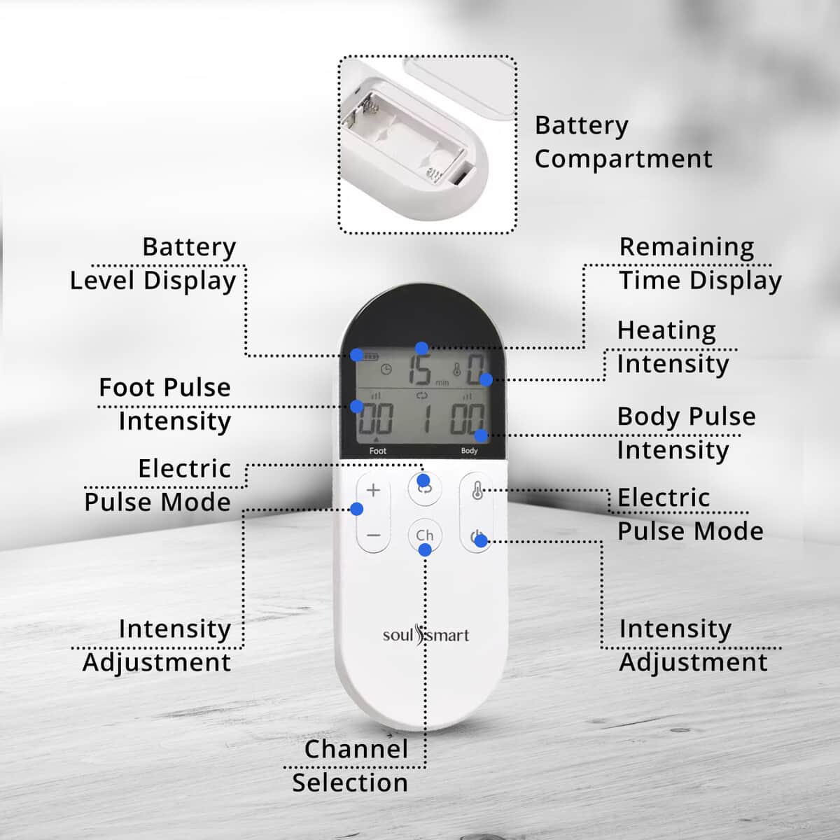 Doorbuster Soulsmart EMS Heating Foot Massager with 2 Electrode Body Pads (2xAA Batteries Not Included) image number 4