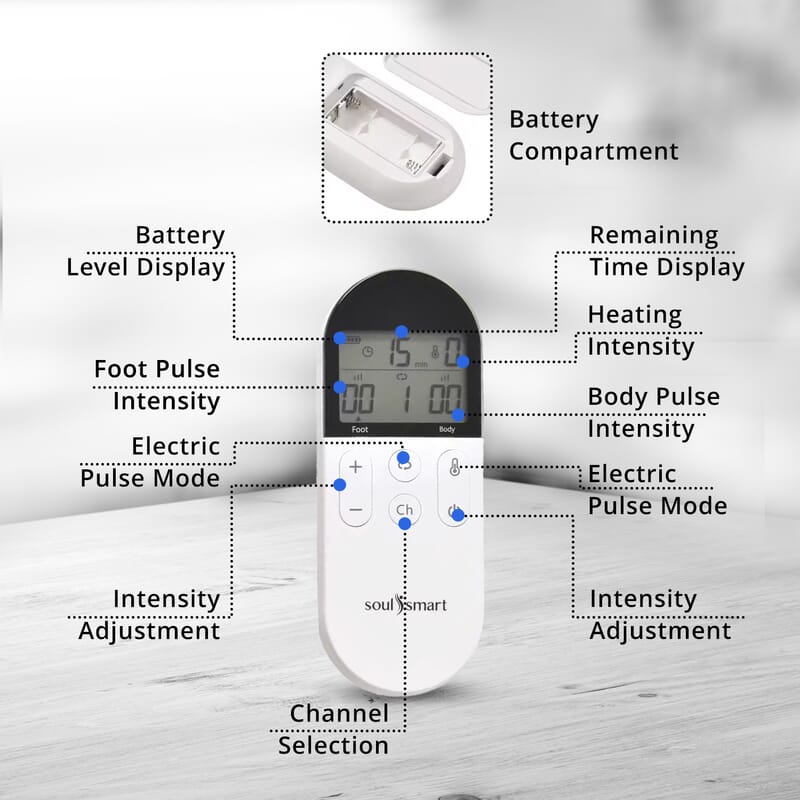 Soulsmart EMS Heating Foot Massager with 2 Electrode Body Pads (2xAA Batteries Not Included)