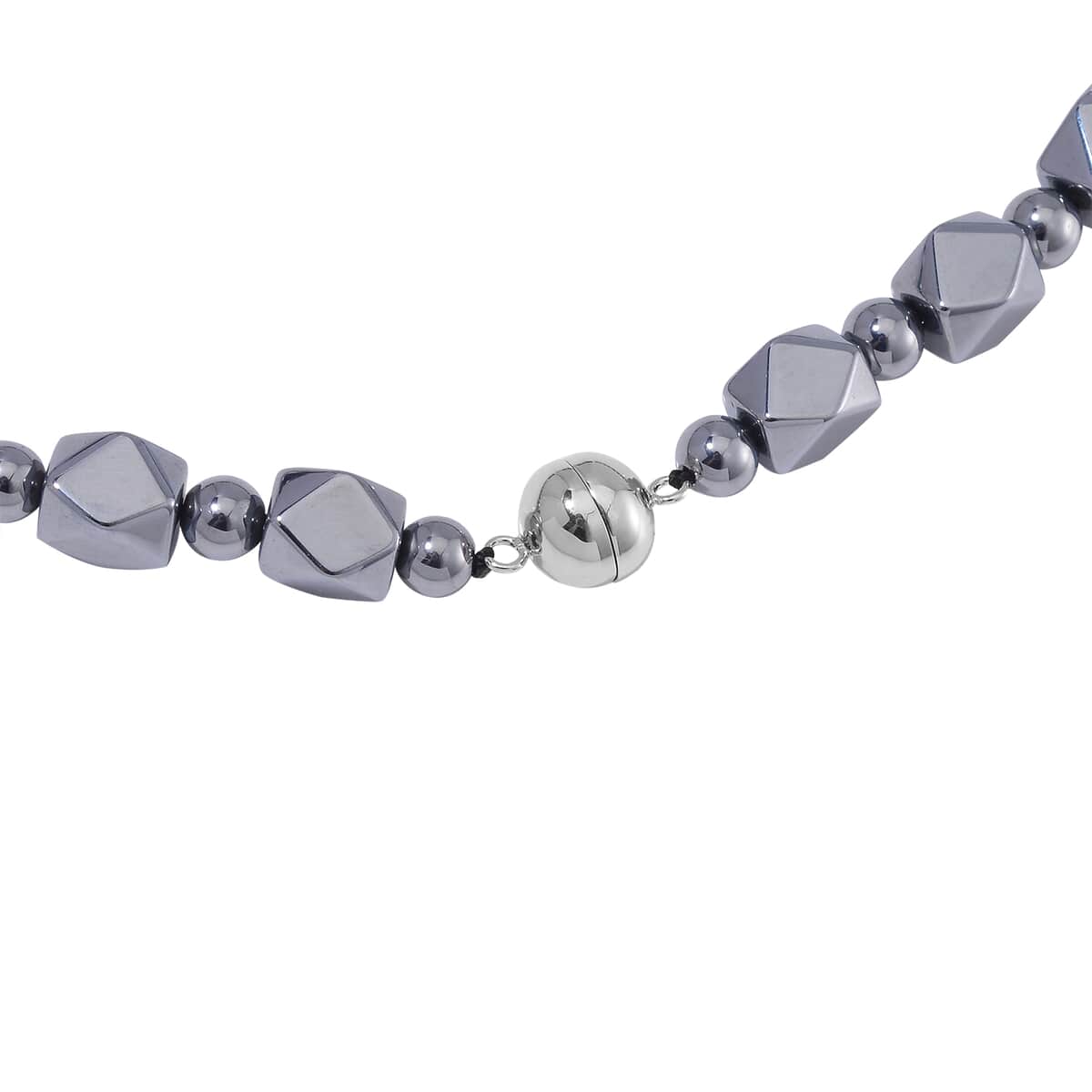 Seven Chakra 10mm Terahertz Fancy-Shaped Beaded Necklace with 2pcs Shungite Bead 260.00 ctw in Rhodium Over Sterling Silver and Silvertone 20 Inches image number 3