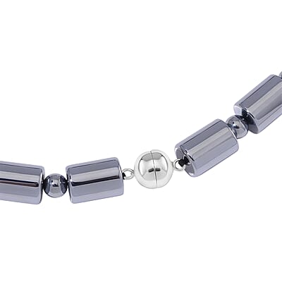 Seven Chakra Beaded 14x10mm Terahertz Fancy-Shaped Necklace with 2pcs Shungite Bead 340.00 ctw in Sterling Silver and Silvertone 20 Inches