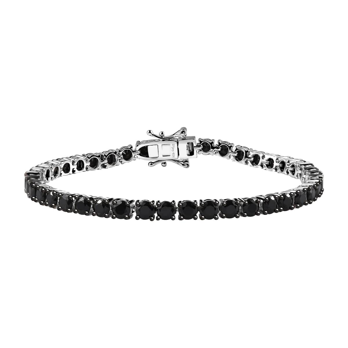 Thai Black Spinel Tennis Bracelet in Rhodium Over Sterling Silver (7.25 In) 12.65 ctw image number 0