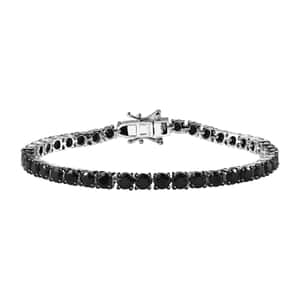 Thai Black Spinel Tennis Bracelet in Rhodium Over Sterling Silver (7.25 In) 12.65 ctw