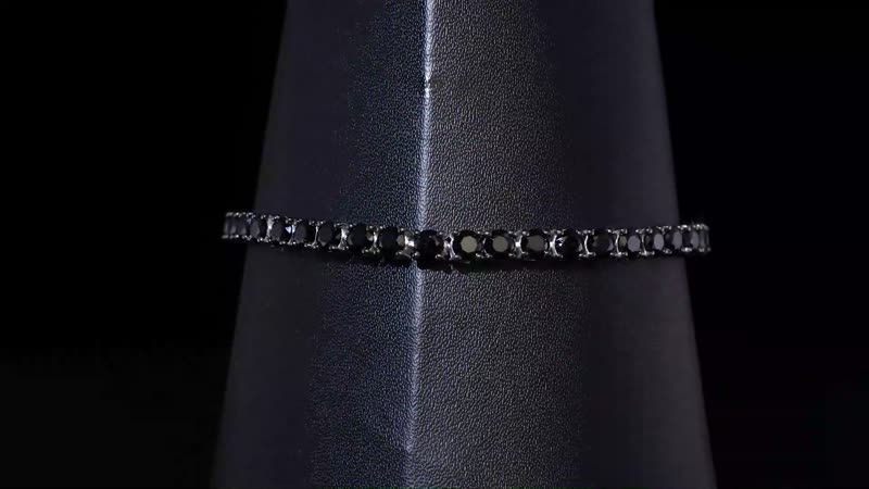 Thai Black Spinel Tennis Bracelet in Rhodium Over Sterling Silver (7.25 In) 12.65 ctw