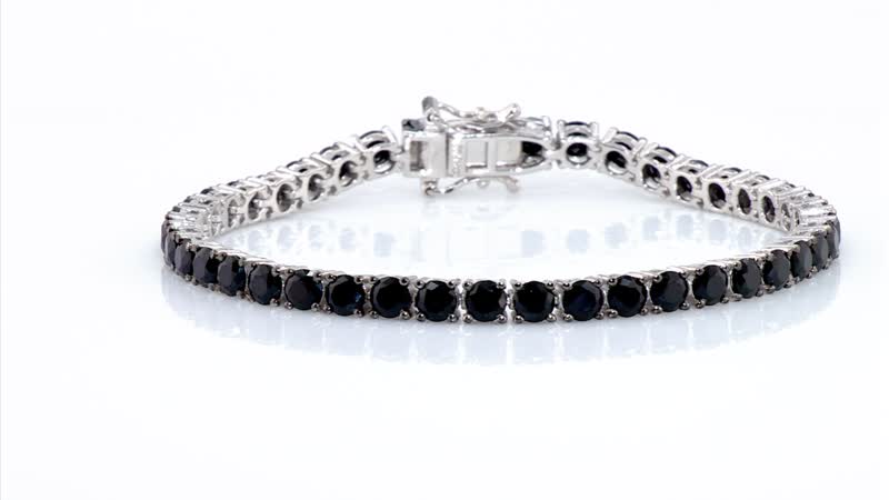 Thai Black Spinel Tennis Bracelet in Rhodium Over Sterling Silver (7.25 In) 12.65 ctw